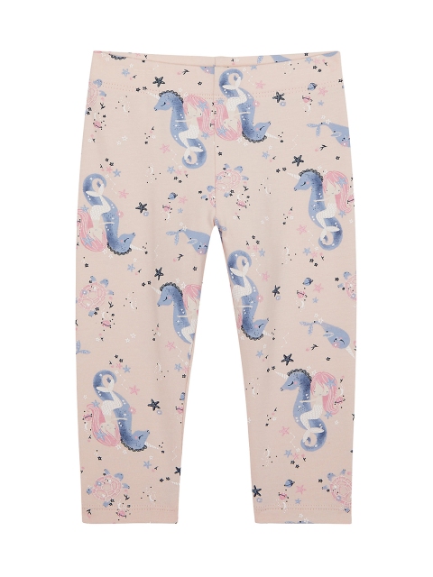 

mothercare Girls Dusty Pink & Blue Seahorse Printed Leggings