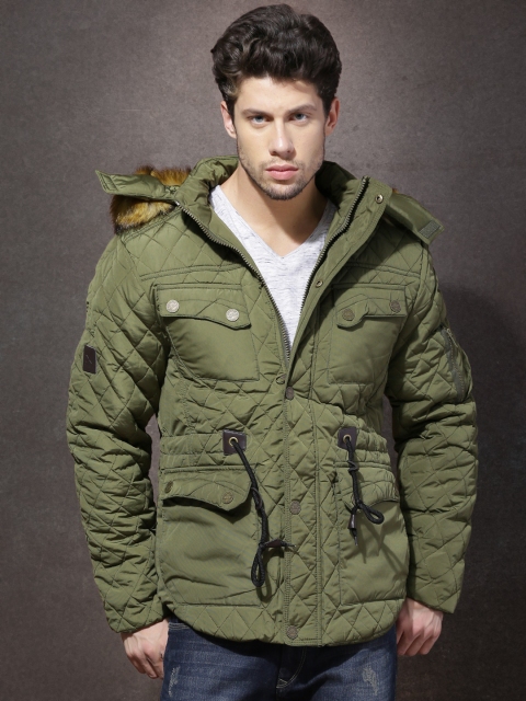 

Roadster Olive Green Parka Jacket with Detachable Hood
