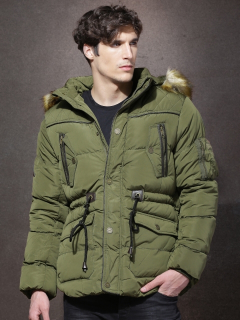 

RDSTR Olive Green Padded Jacket with Detachable Hood