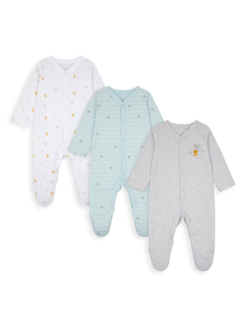 

mothercare Infant Kids Pack Of 3 Sleepsuits, Multi