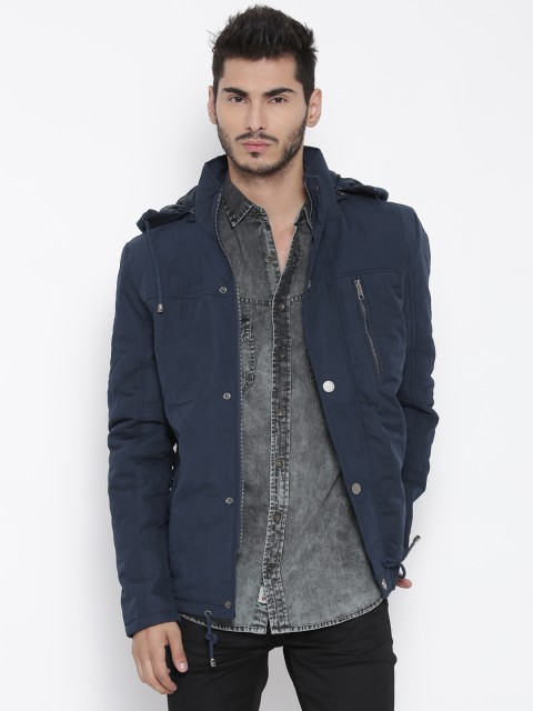 

Roadster Navy Jacket with Detachable Hood, Navy blue
