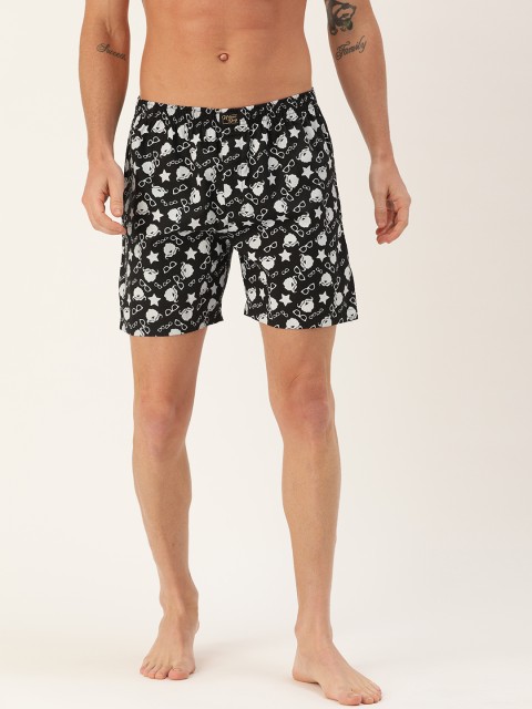 

Urban Dog Men White Printed Boxers UDBX1148, Black