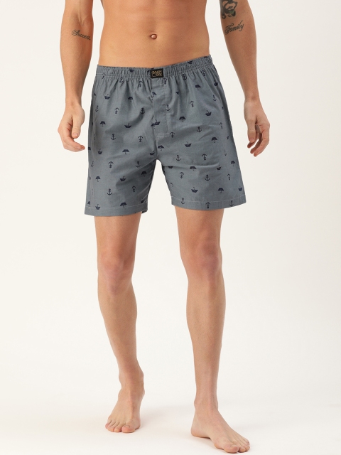 

Urban Dog Men Grey & Navy Blue Printed Boxer UDBX1153