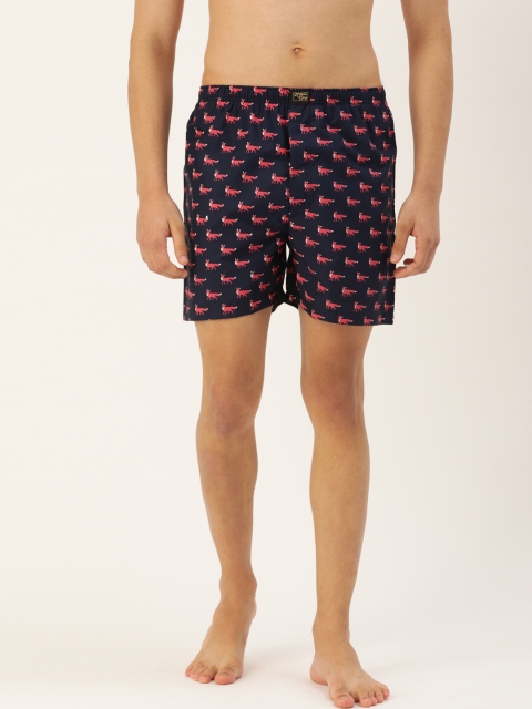 

Urban Dog Men Navy Blue & Coral Red Printed Boxers UDBX1172