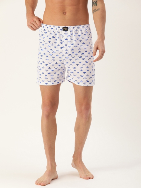 

Urban Dog Men White & Blue Printed Boxers UDBX1106