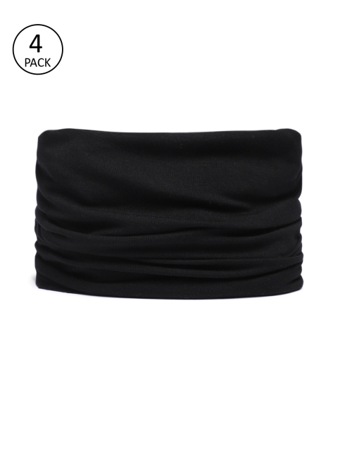 

Heelium Pack of 4 Bamboo Bandana & Multipurpose Headband, Black