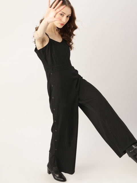 

DressBerry Women Black Solid Pure Cotton Basic Jumpsuit