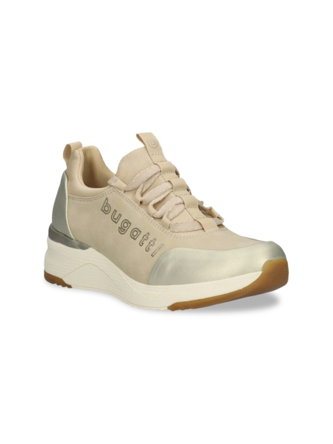 

Bugatti Women Beige & Silver-Toned Mid-Top sneakers