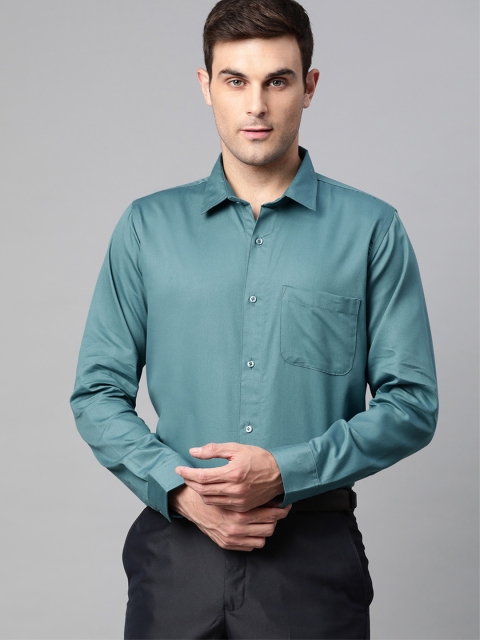 

DENNISON Men Teal Blue Smart Slim Fit Twill Weave Solid Formal Shirt