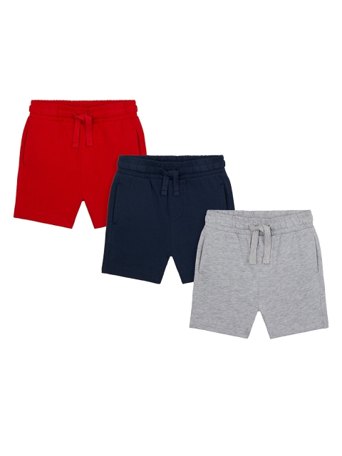 

mothercare Boys Pack Of 3 Multicolored Solid Regular Fit Regular Shorts, Red