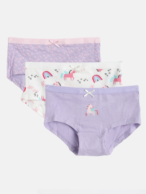 

mothercare Girls Pack of 3 Printed Basic Briefs 410258344009, Lavender