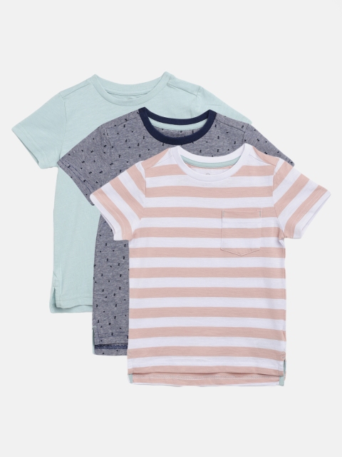 

mothercare Boys Set of 3 Cotton Round Neck T-shirts, Green