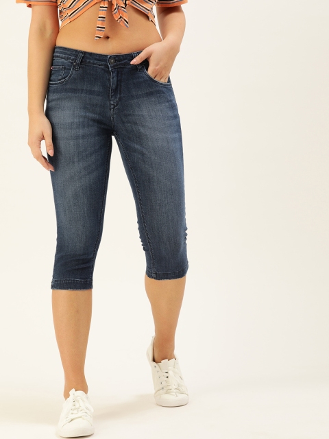 

Lee Cooper Women Blue Solid Regular Fit Capris