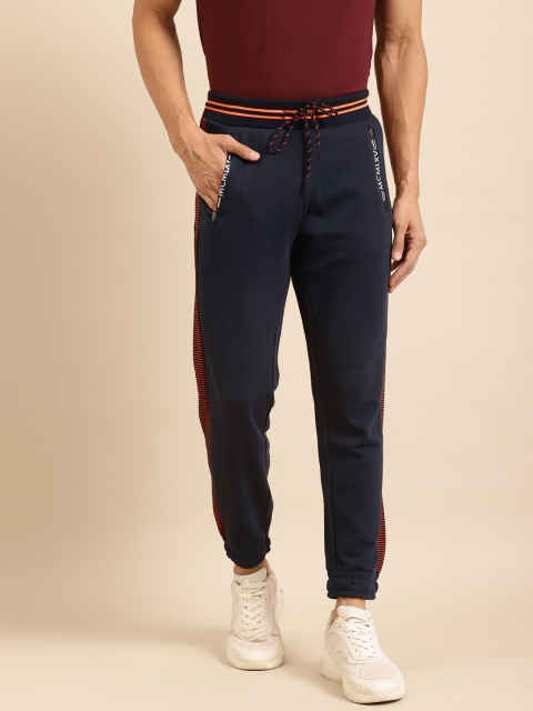 

United Colors of Benetton Men Navy Blue Melange Solid Joggers
