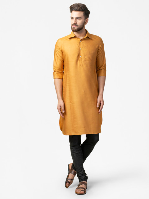 

Fabindia Men Mustard Yellow Solid Kurta