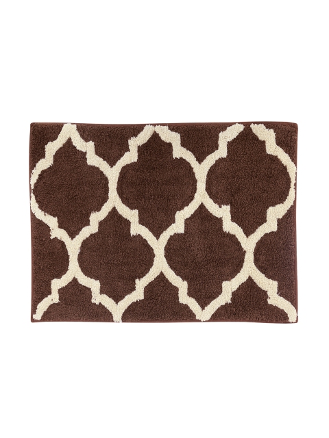 

OBSESSIONS Brown & White Printed Reversible Bat Mat