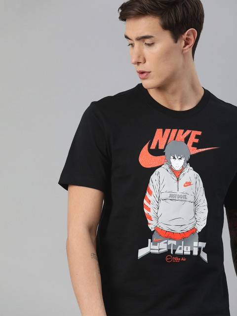 

Nike Men Black Printed Round Neck AIR MANGA FUTURA T-shirt