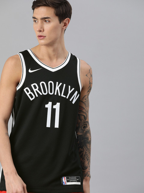 

Nike Men Black Printed Kyrie Irving Nets Icon Edition 2020 NBA Swingman Jersey T-shirt