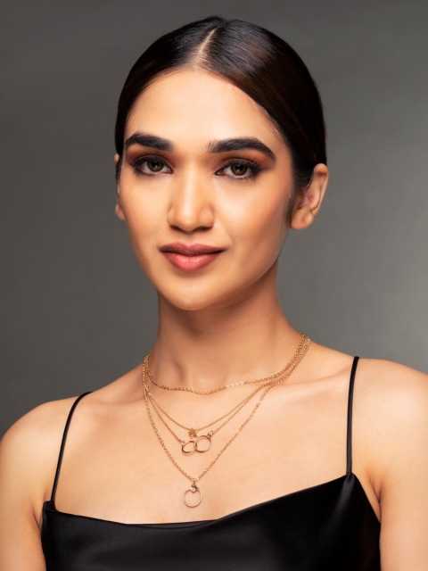 

Priyaasi Combo of 2 Gold-Toned Brass Gold-Plated Layered Necklace