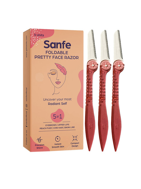 

Sanfe Set of 3 Foldable Pain-Free Facial Hair Removal Razors, Off white