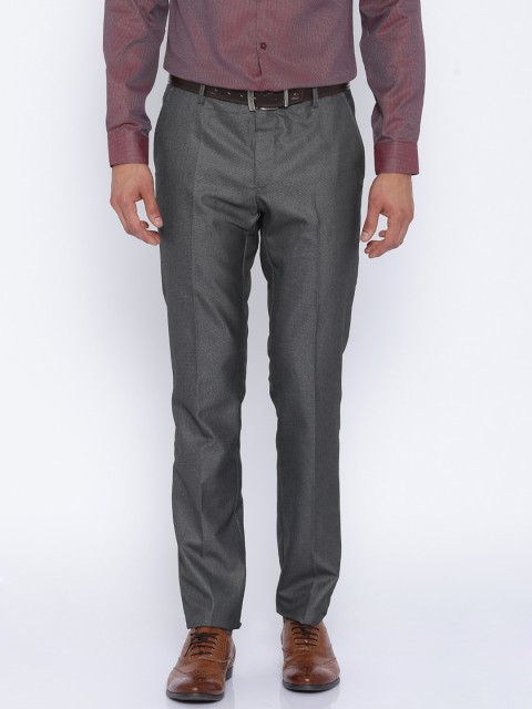 

Black Coffee Grey Low-Rise Sharp Fit Formal Trousers