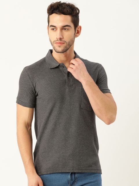 

Sweet Dreams Men Charcoal Solid Polo Collar T-shirt