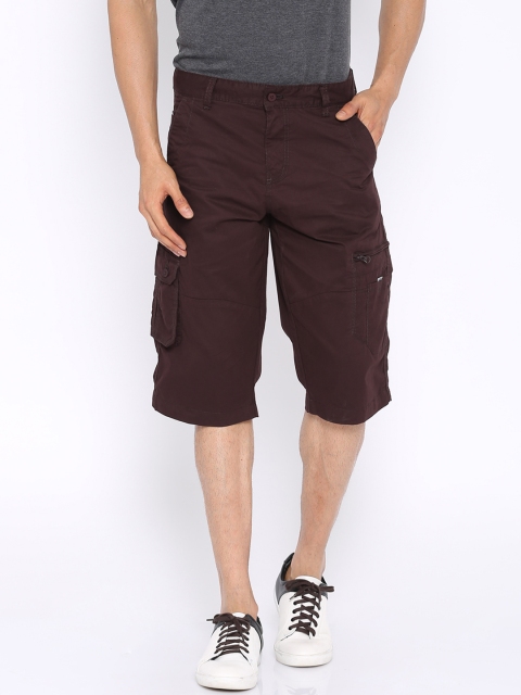 

Locomotive Burgundy Slim Fit Roll-Up Cargo Shorts