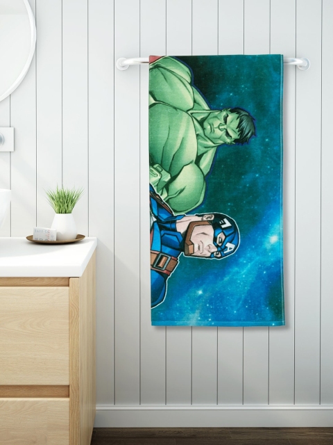 

SPACES Kids Blue & Green Printed Marvel Avengers 380 GSM Bath Towel