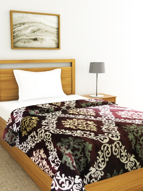 

BIANCA Maroon & White Ethnic Motifs AC Room 300 GSM Soft & Fluffy Double Bed Blanket