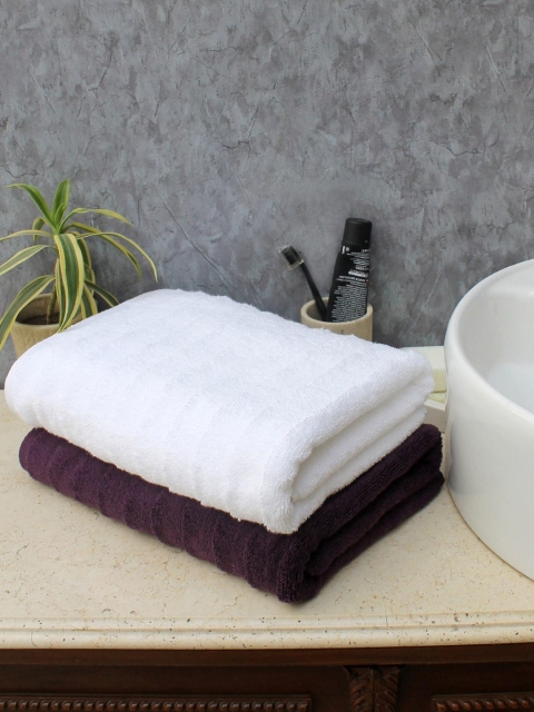 

AVI Living Set Of 2 Striped 550 GSM Bath Towels, White