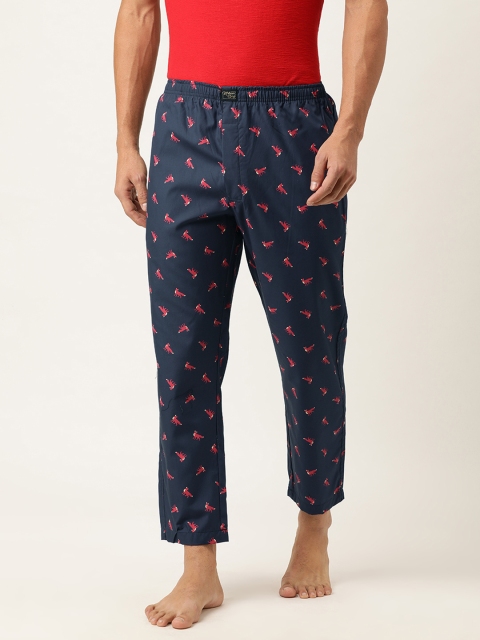 

Urban Dog Men Navy Blue & Red Conversational Printed Lounge Pants