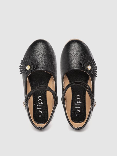 

Lil Lollipop Girls Black Solid Mary Janes with Applique Detail