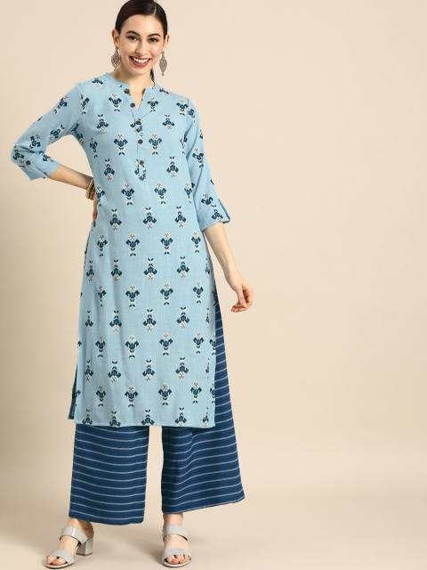 

Anouk Women Blue Printed Kurta with Palazzos