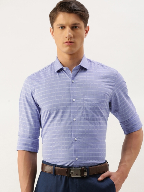 

Peter England Men Blue Nuvo Slim Fit Checked Formal Shirt