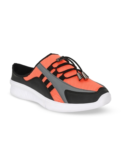 

Mr.wonker Men Orange & Black Woven Design Mule Sneakers