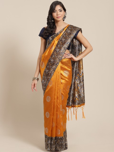 

KALINI Yellow & Silver Printed Mysore Silk Saree