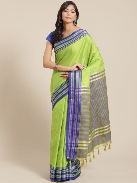 

KALINI Lime Green & Mustard Yellow Checked Saree