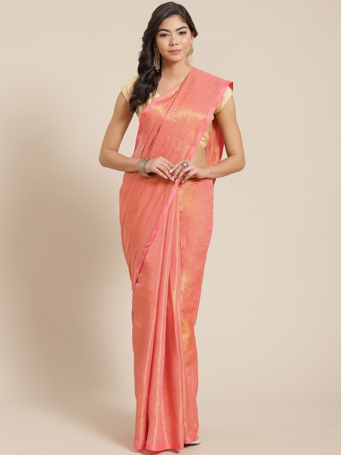 

KALINI Peach-Coloured Solid Dual-Toned Saree