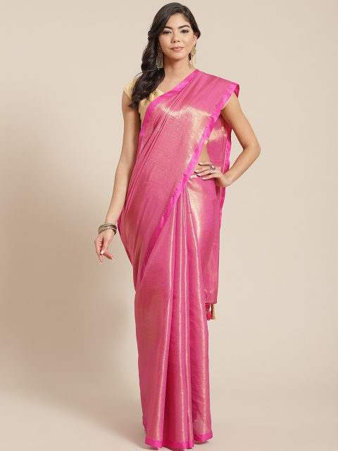 

KALINI Pink Solid Dual-Toned Saree