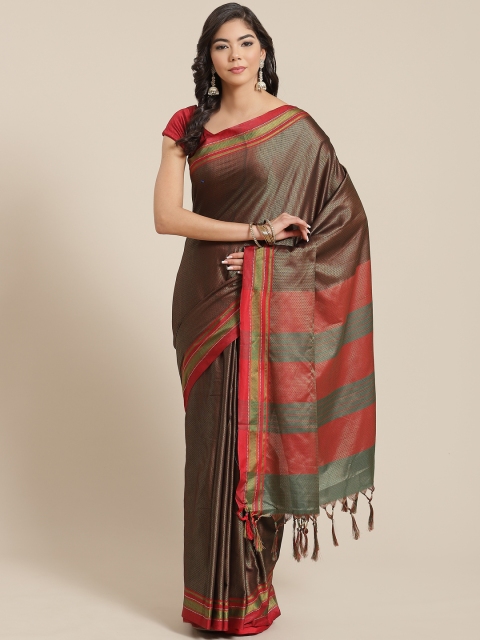 

KALINI Green & Red Woven Design Saree