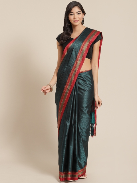 

KALINI Green & Black Woven Design Saree