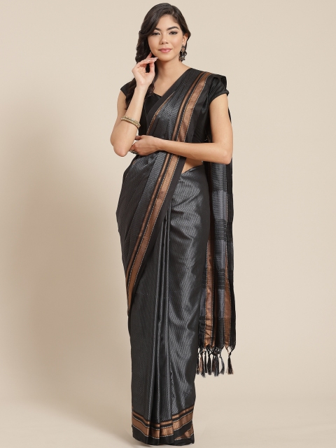 

KALINI Black & Charcoal Grey Woven Design Saree