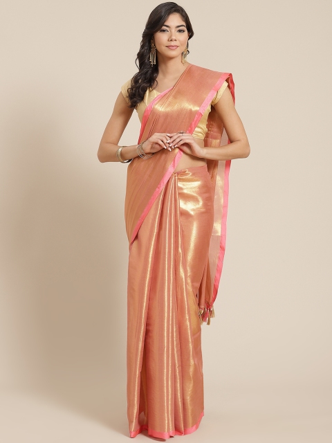 

KALINI Peach-Coloured Solid Dual-Toned Saree