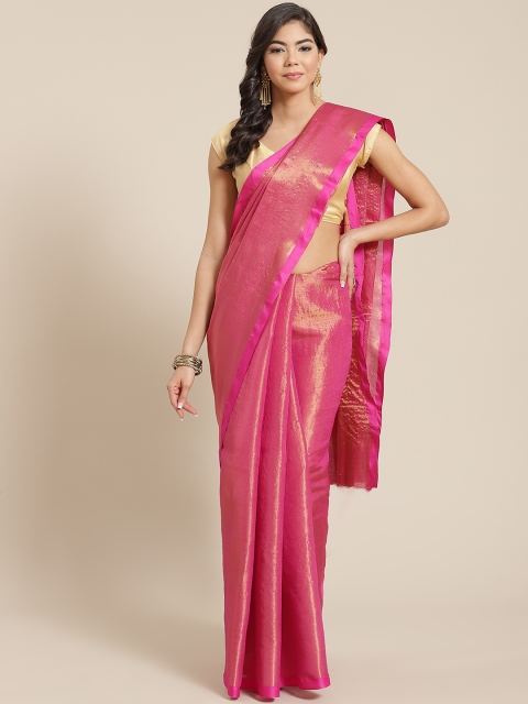 

KALINI Pink & Golden Woven Design Saree