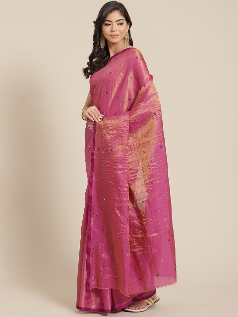 

KALINI Purple & Golden Woven Design Saree