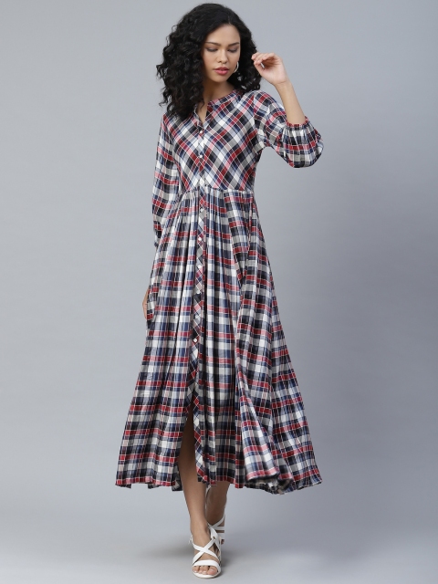 

PINKSKY Women Red & White Checked Maxi Dress