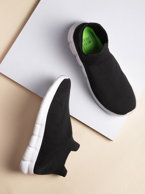 

Mast & Harbour Men Black Solid Knitted Slip-On Sneakers