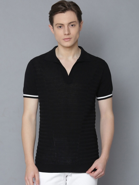 

Antony Morato Men Black Striped Polo Collar T-shirt