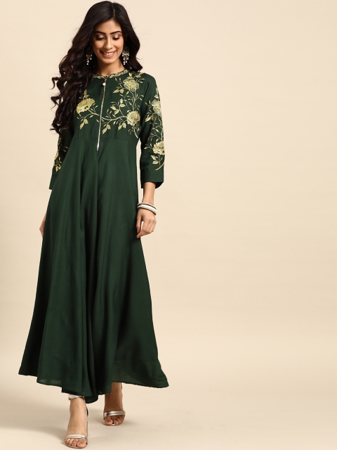 

Rangmayee Women Green Yoke Design Anarkali Kurta