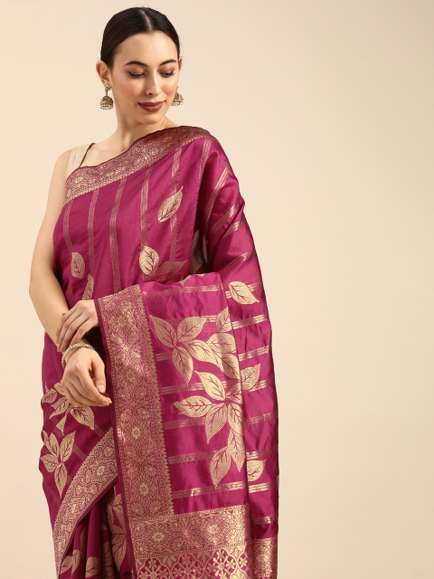 

Anouk Pink Art Silk Printed Banarasi Saree